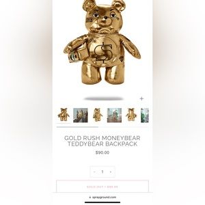 Sprayground Gold Rush Moneybear backpack